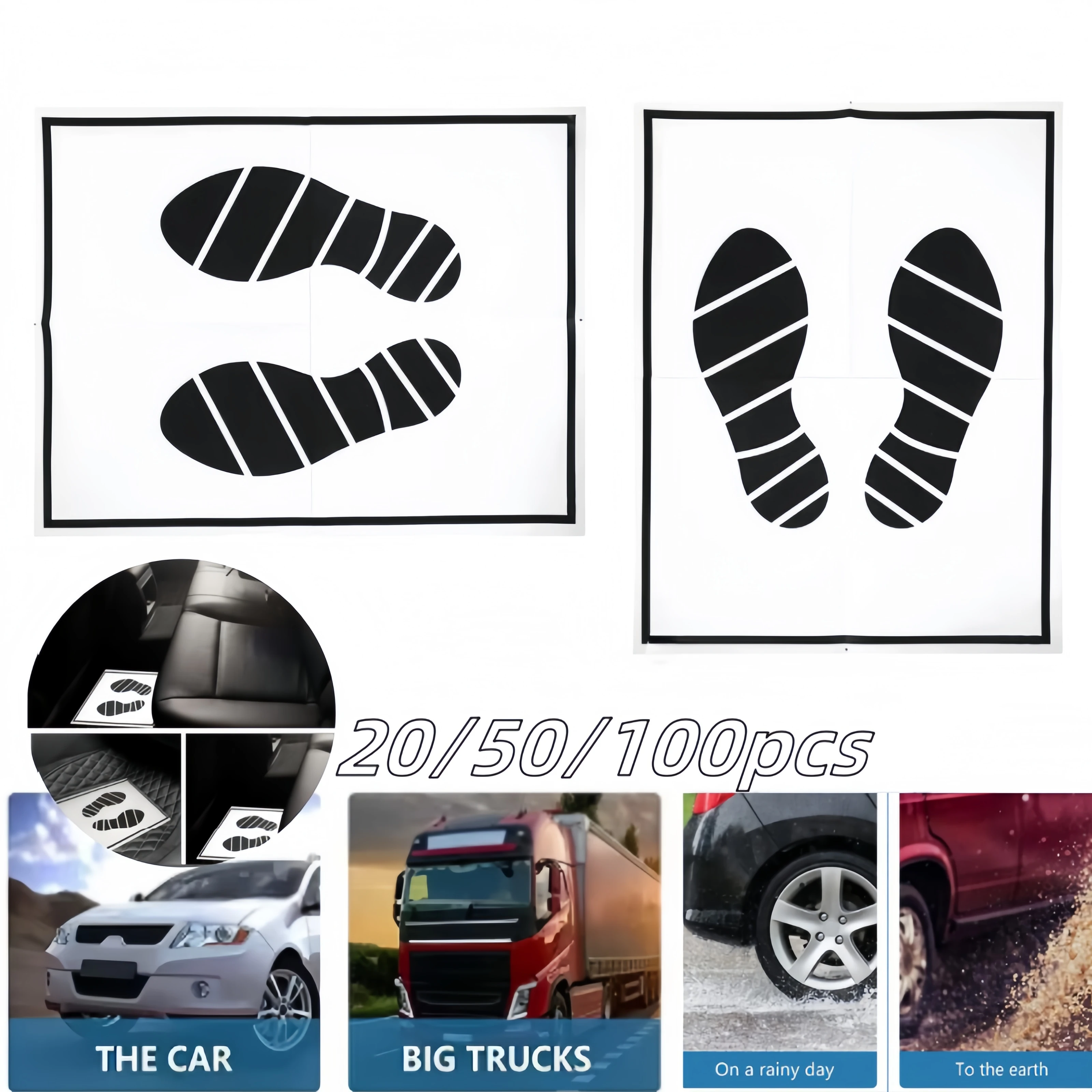 100/50/25Pcs Disposable Car Foot Mats Waterproof Anti Slip Paper Floor Mats for Auto Vehicle Interior Protection Accessories
