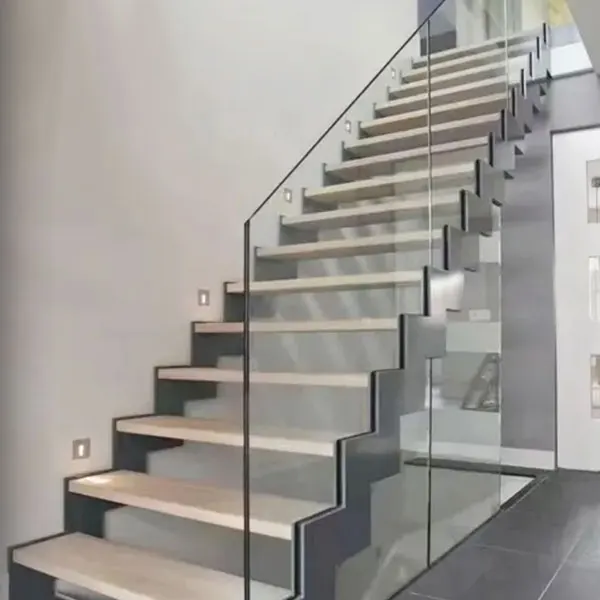 Customization Stairs Modern Curved Staircase Prefabricated Modern Luxury Indoor Straight  Stainless Steel Stairs