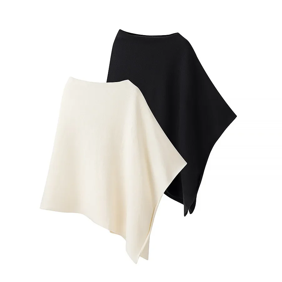 

spring Autumn Simple Knitted Sweater Women's Irregular Hooded Knitted Sweater Solid Color Decoration New Women's Sweater Top