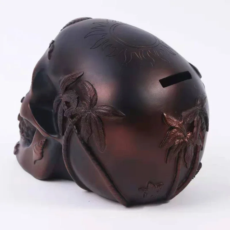 Human Head Skull Statue for Home Decor Piggy bank Resin Figurines Halloween Decoration Sculpture Crafts Ornaments Gift