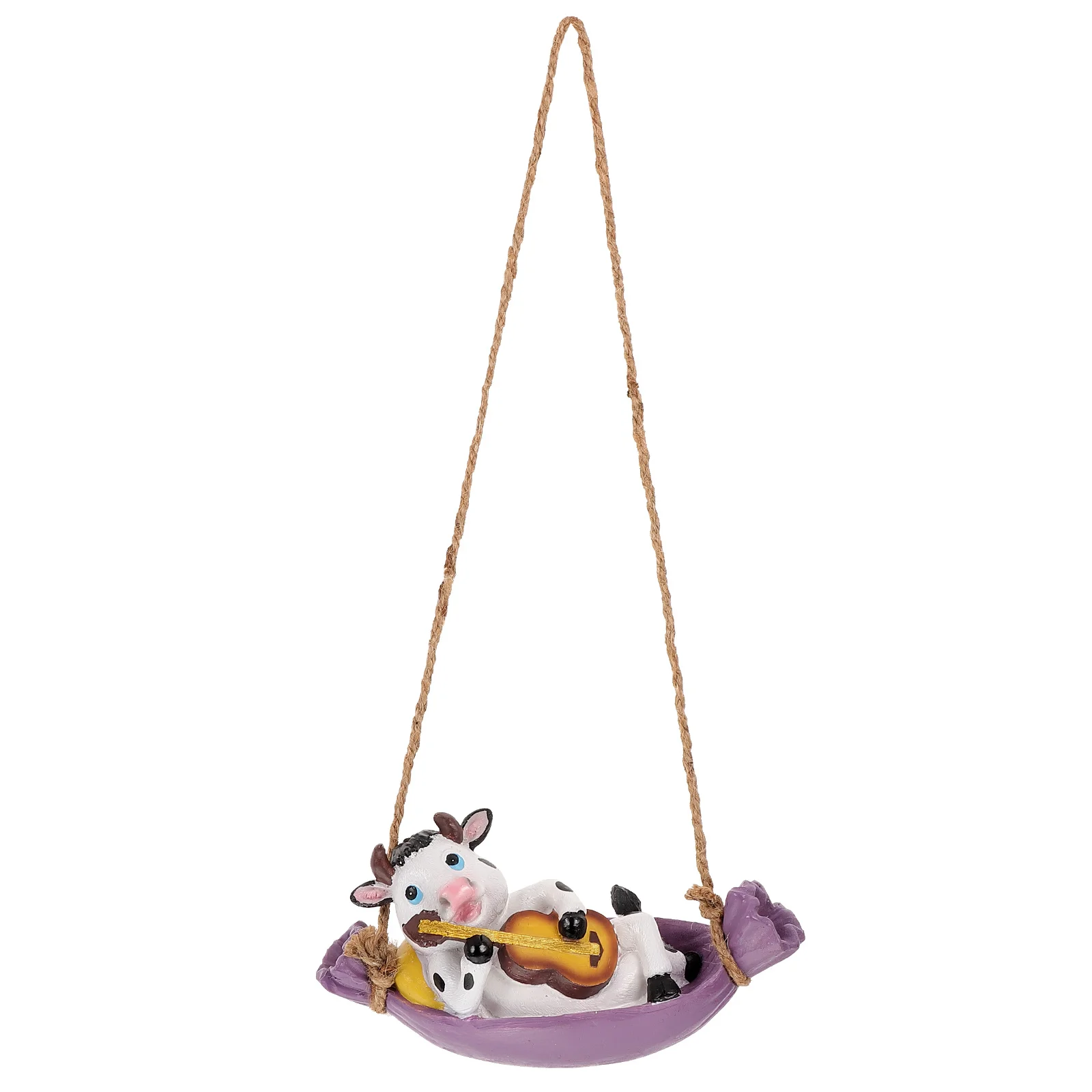 Cow Playing Guitar Hanging Garden Decoration Resin Swing Cow Lawn Yard Ornament Decor Craft Statue