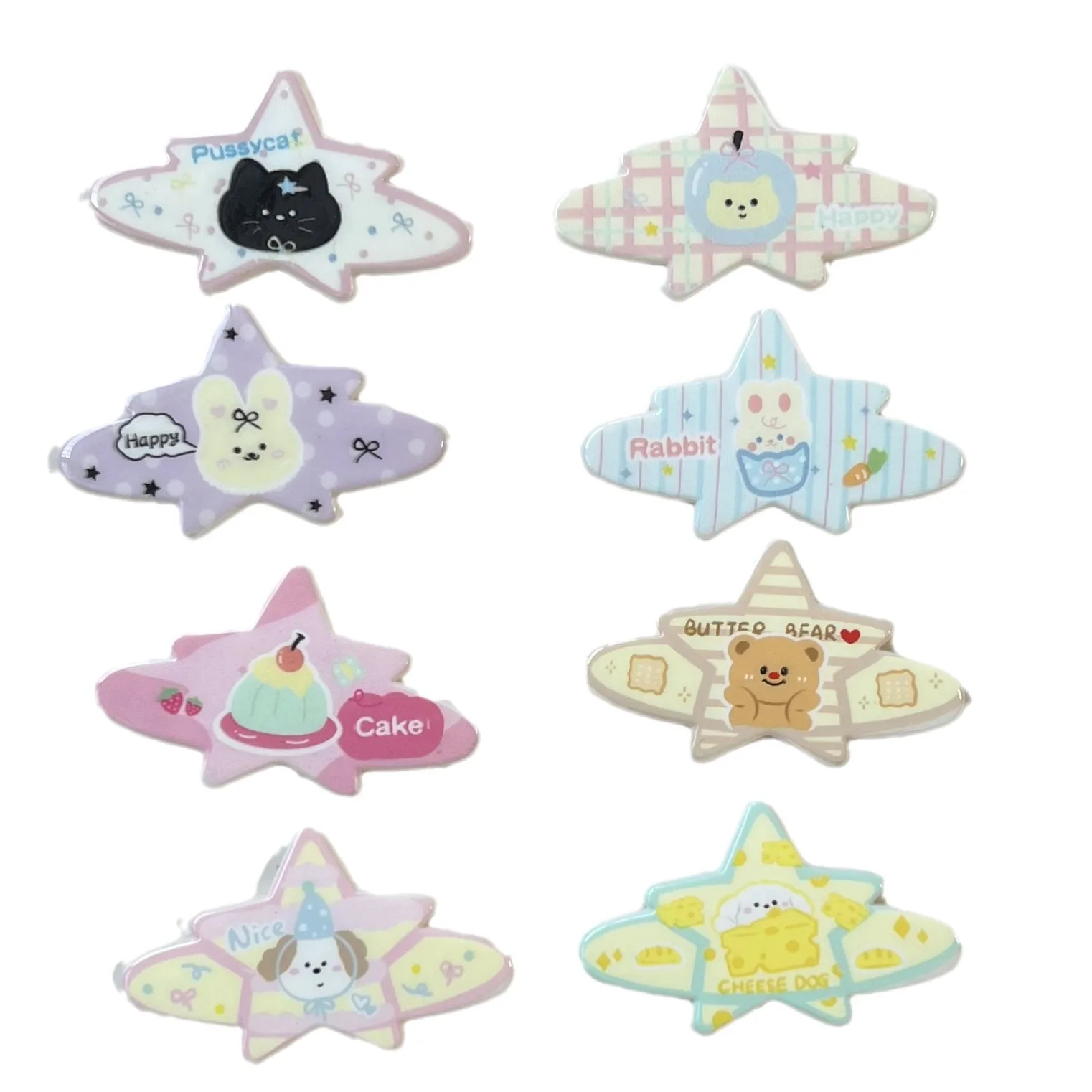 Cabujones acrílicos de dibujos animados para manualidades, 2 piezas, miniso, coloridos, serie de estrellas