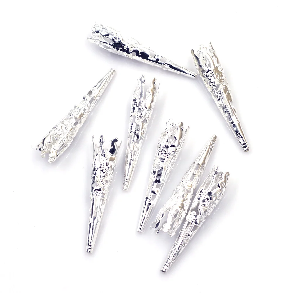 3000Pcs End Caps Beads Cones Silver Plated Flower Hollow Alloy Filigree Flower 40mm