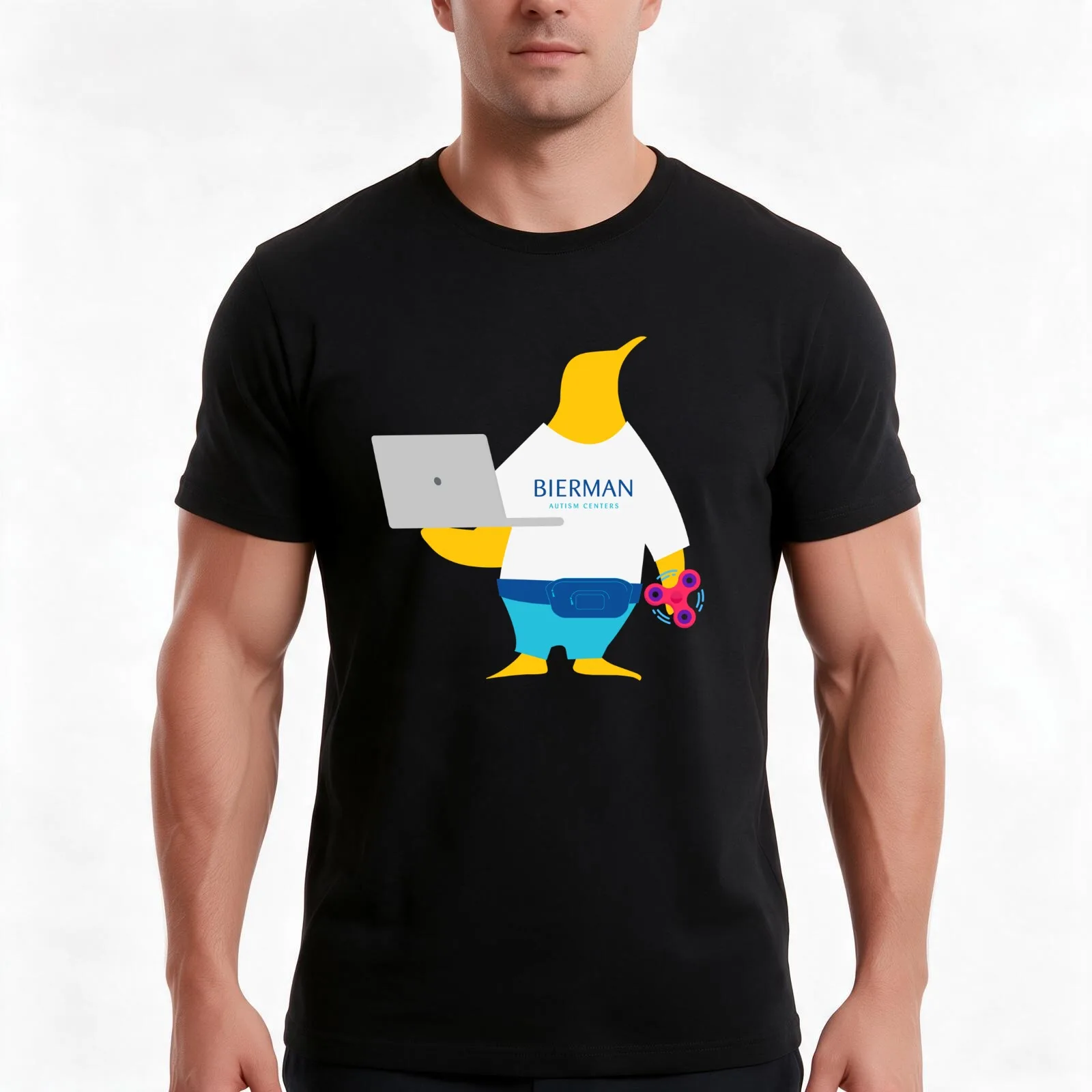 Behavior Technician Penguin with Laptop T-Shirt, Summer Casual Cotton Tee, Oversized Streetwear Tops, Vintage Graphic Print