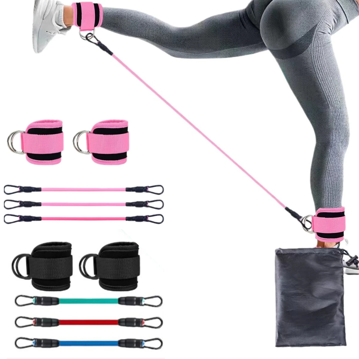 Correas de tobillo, banda de resistencia, Material TPE, entrenamiento de glúteos y botín para sentadillas, Yoga, entrenamiento de fuerza, equipo de gimnasio en casa