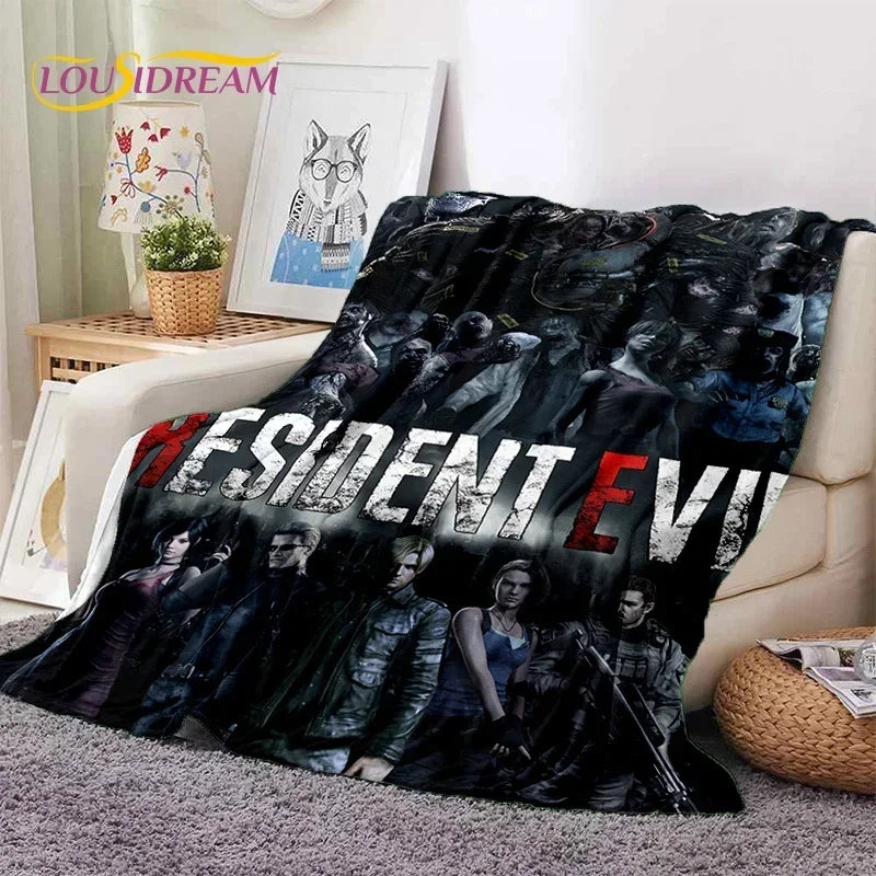 3D Lastest Horro Games R-Resident Evil Soft Flannel Blankets,Throw Blanket Comfortable for Picnic Beds Sofa Home Bedroom Kids