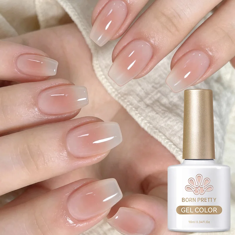 BORN PRETTY Jelly Nude Color UV Gel Manicure Gel Polish Nail Supplies For Professionals Semi-permanent Varnish 10ml Soak Off Gel
