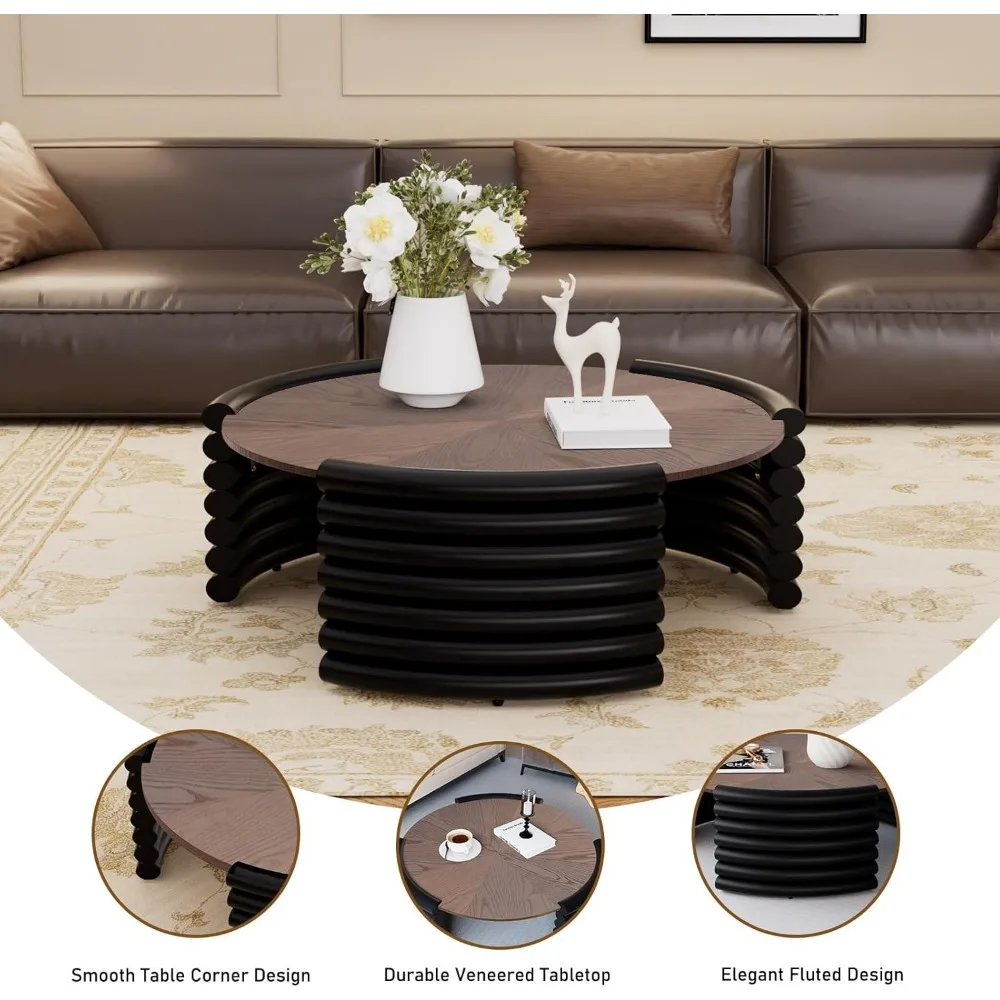 طاولة قهوة حديثة مكونة من 36 قطعة مركزية معاصرة ذات دائرة منخفضة لغرفة المعيشة ومنطقة الترفيه