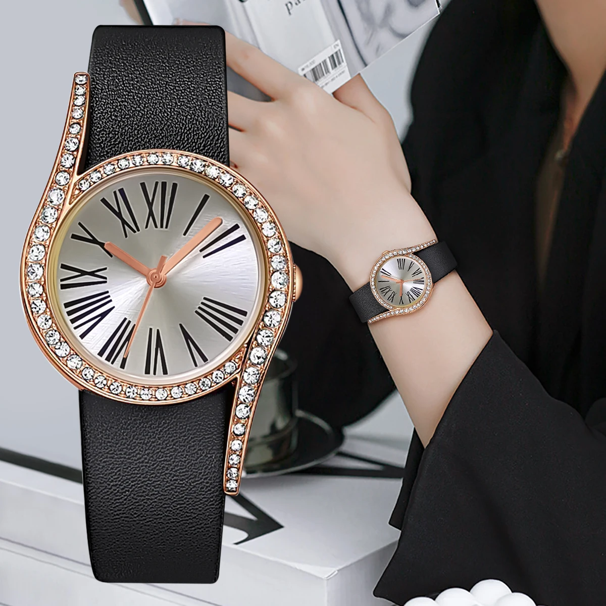 Women Luxury Business Fashion Personalized Dial Leather Quartz Watch