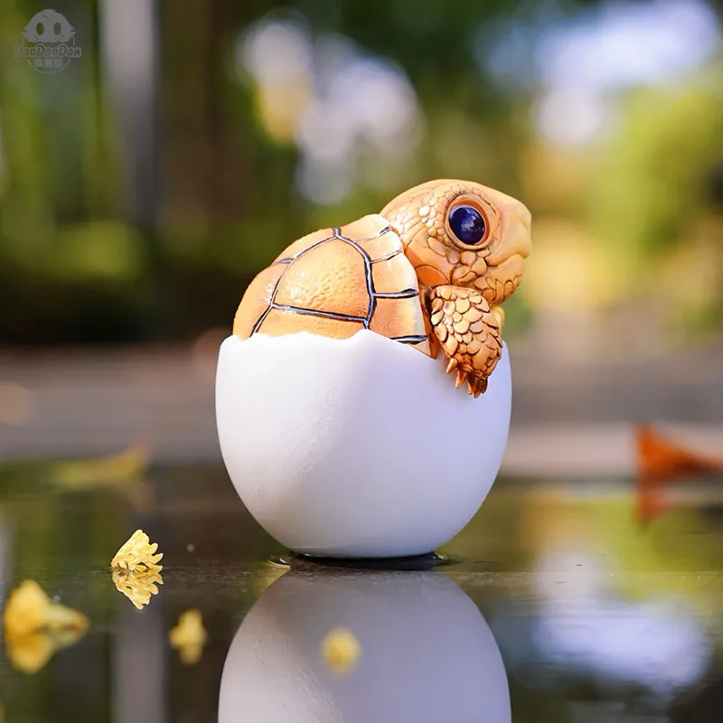 Cute Sulcata Tortoise Wobble Figurine Tumbler,Hand Painted Resin Reptile Model Statue, Collectible Art Ornament for Reptile Fans