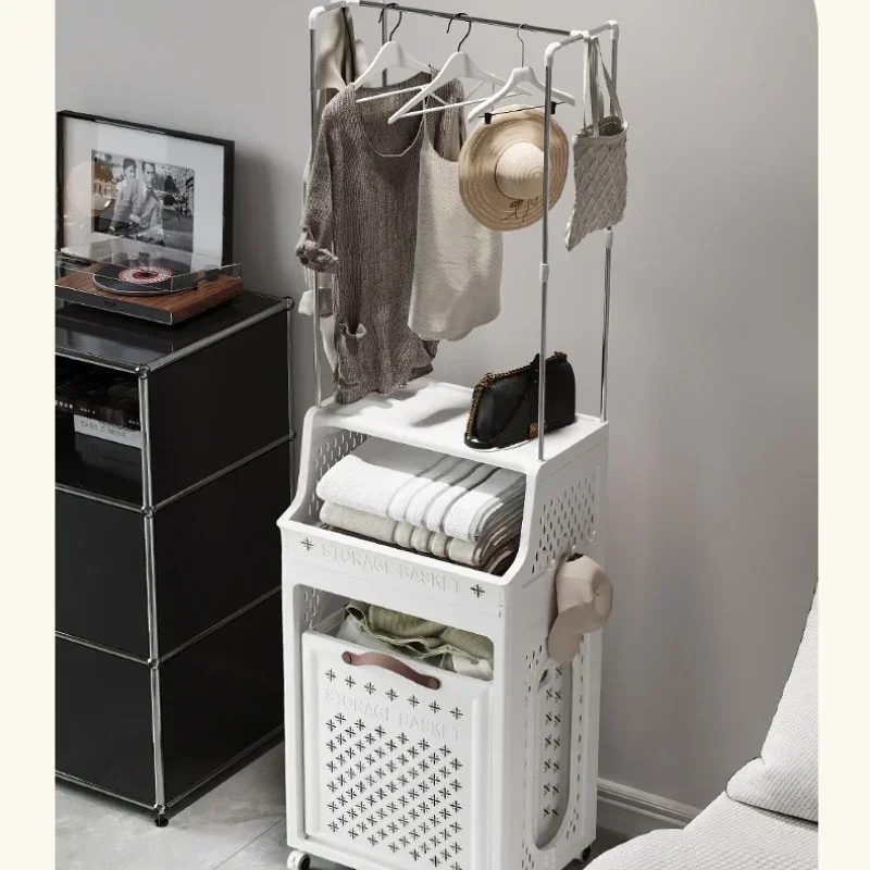 

Multifunctional Shelf with Pulley Home Living Room Books Snacks Toys Storage Rack Kitchen Large Capacity Storage Rack