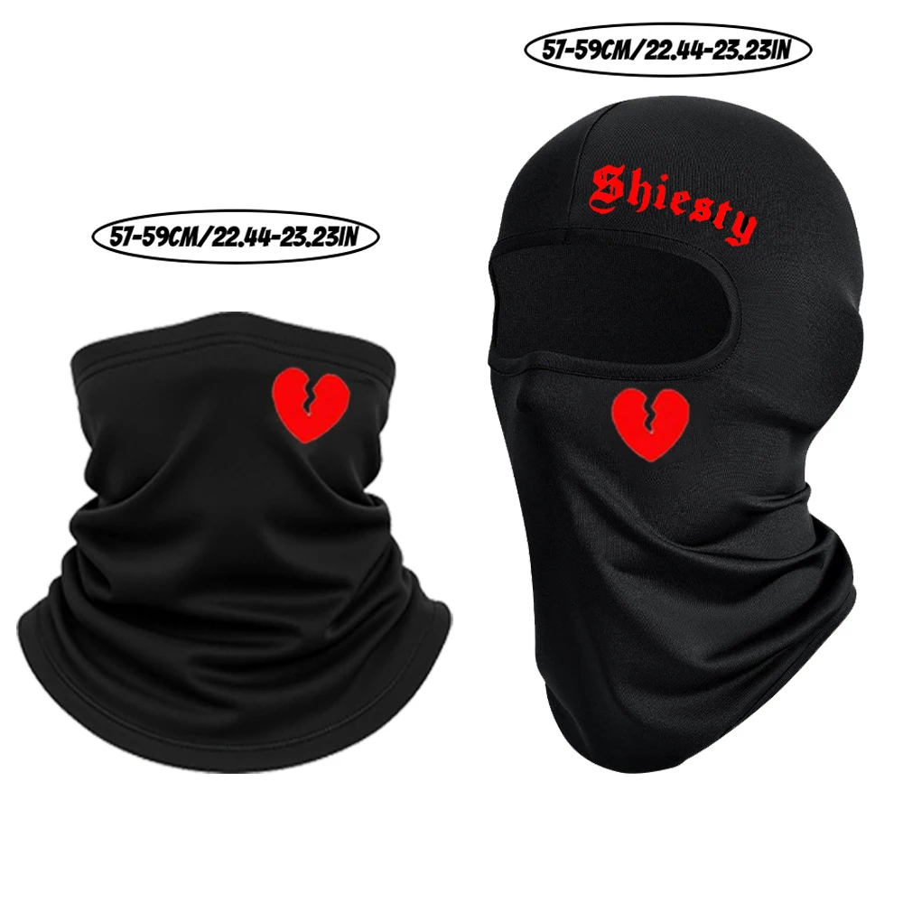 قطعتان من قناع الوجه لركوب الدراجات بطباعة الحروف، قبعة بالاكلافا، قابلة للتنفس، إكسسوارات رياضية خارجية متعددة الوظائف، غطاء محرك السيارة
