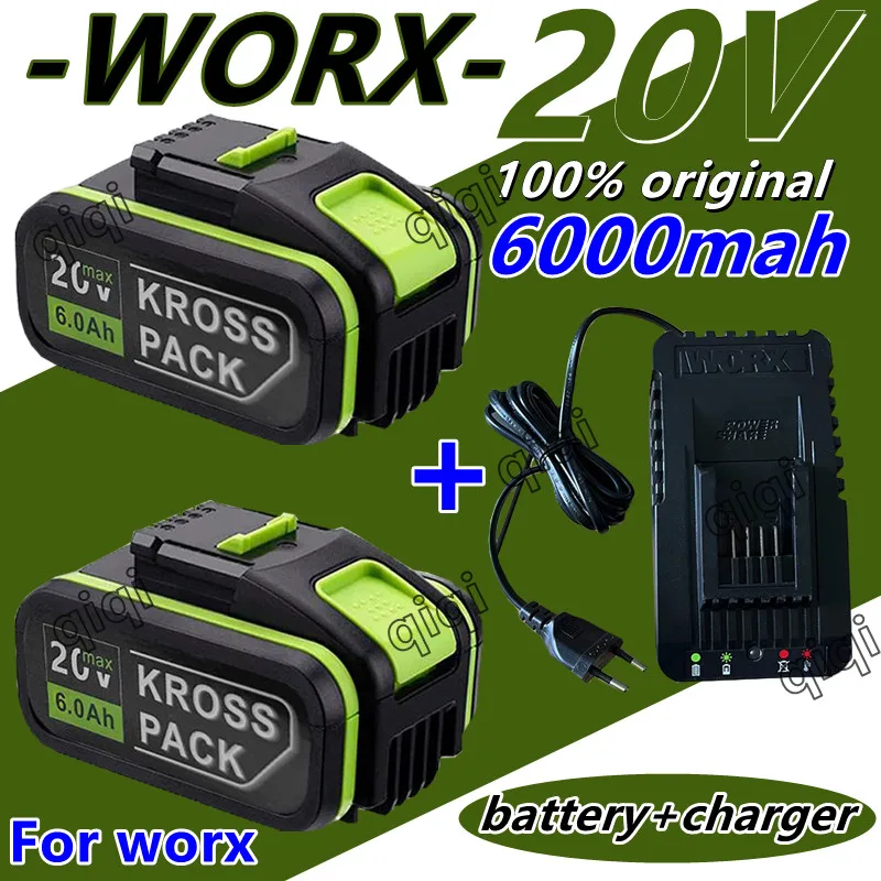 

Used for WORX WA3553/WA3551 20V6000mah Cordless Power Tool Battery WA3572 WA3553 WX390 WX176 WX178 WU268 Backup Battery+charger