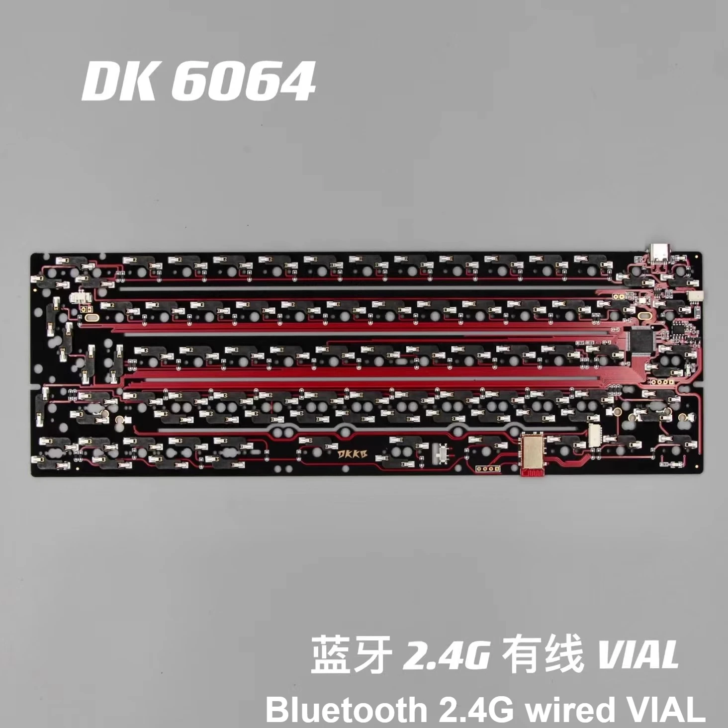 DK6064 Hot Plug Gh60 Pcb Bluetooth Dual-mode Support VIA Customized Keyboard Accessories Compatible with 647-word Split Spaces