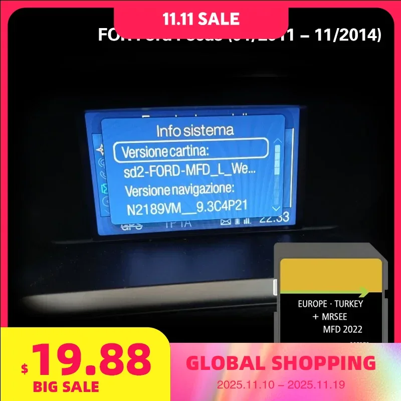 

Use for Ford Focus (01/2011 - 11/2014) Gibraltar Greece Hungary Ireland Map SD Nav Memory GPS Card