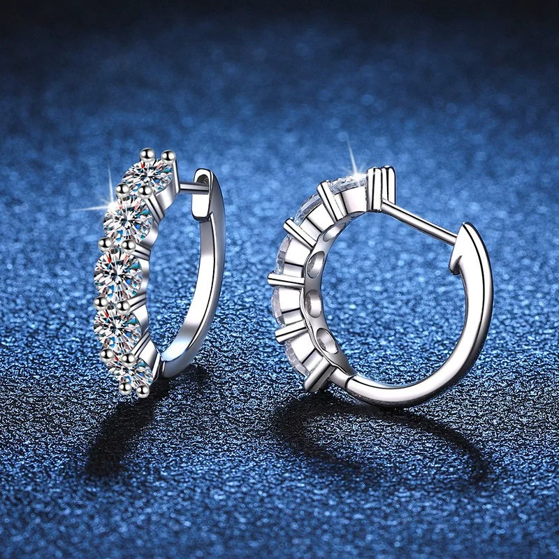

E028 Lefei Fashion Trend Simple Luxury Classic Circle 4mm Moissanite Earring For Women Real 925 Silver Party charms Jewelry Gift