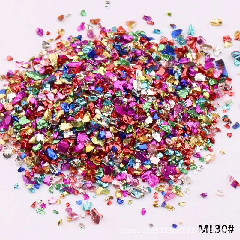 5g/Lot 0.8-1.5mm Irregular Crushed Glass Stones Metallic Crystal Chips Sprinkles for Jewelry Making Filling Nail Arts Decoration