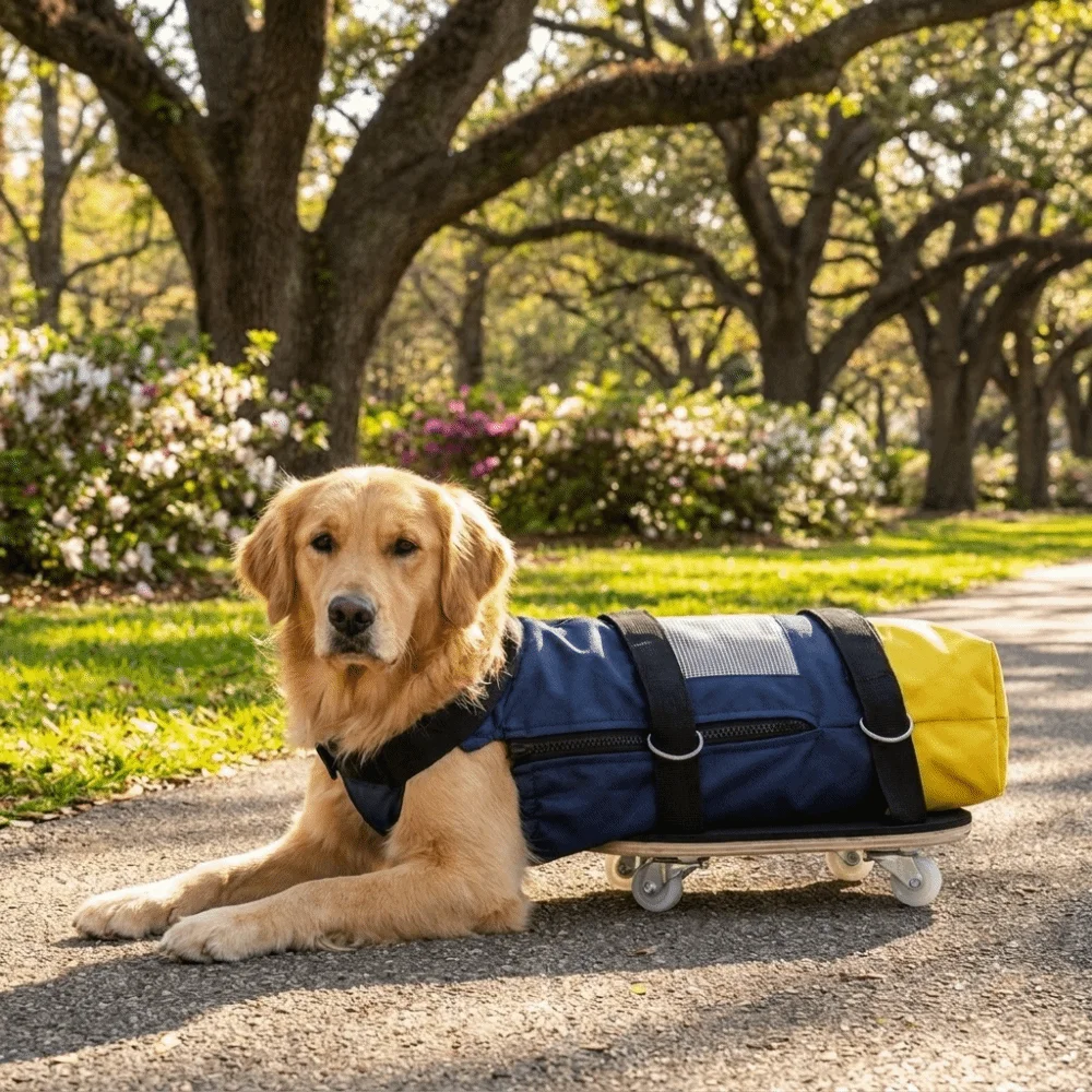 Breathable Pet Towing Bag Pulley Car Adjustable Strap Comfortable Dog Wheelchair Wear-Resistant Dog Walking Scooter