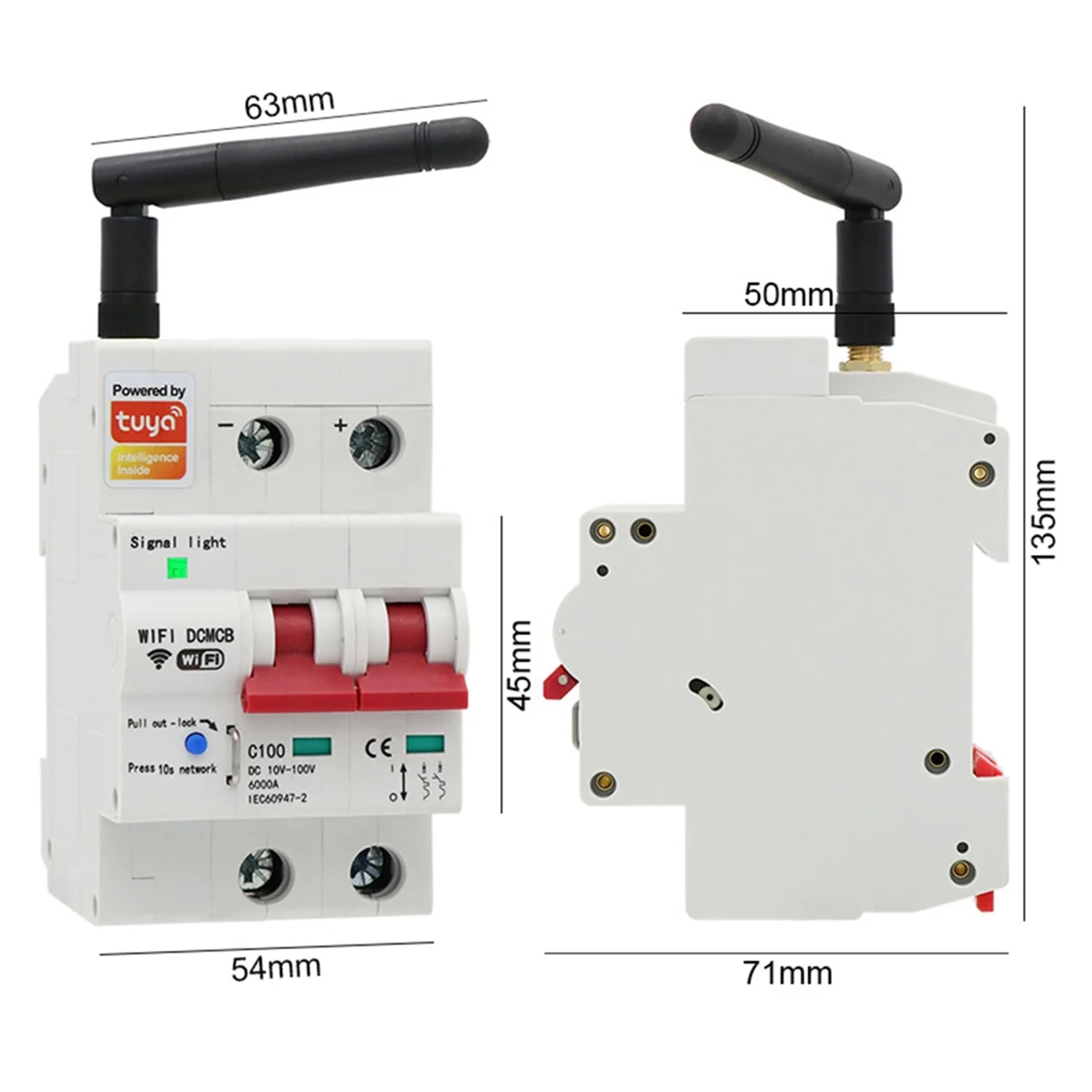 

SSR Tuya Smart Life WiFi DC Smart Circuit Breaker Voverload Short Circuit Protection with Home for Smart Home B