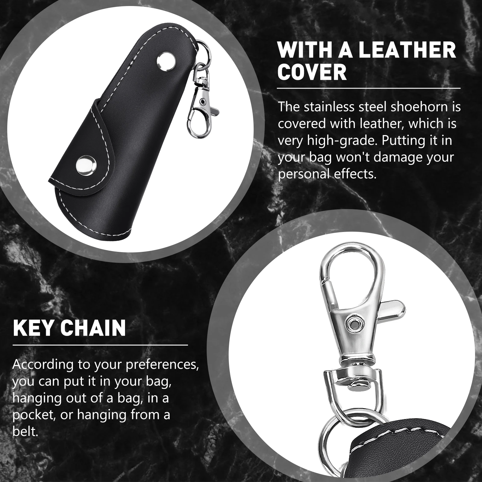 10CM Metal Shoe Horn Mini Shoe Horns Shoe Lifter Portable Travel ShoeHorn with Leather Handle Deduction Shoehorn for Keychain image 4