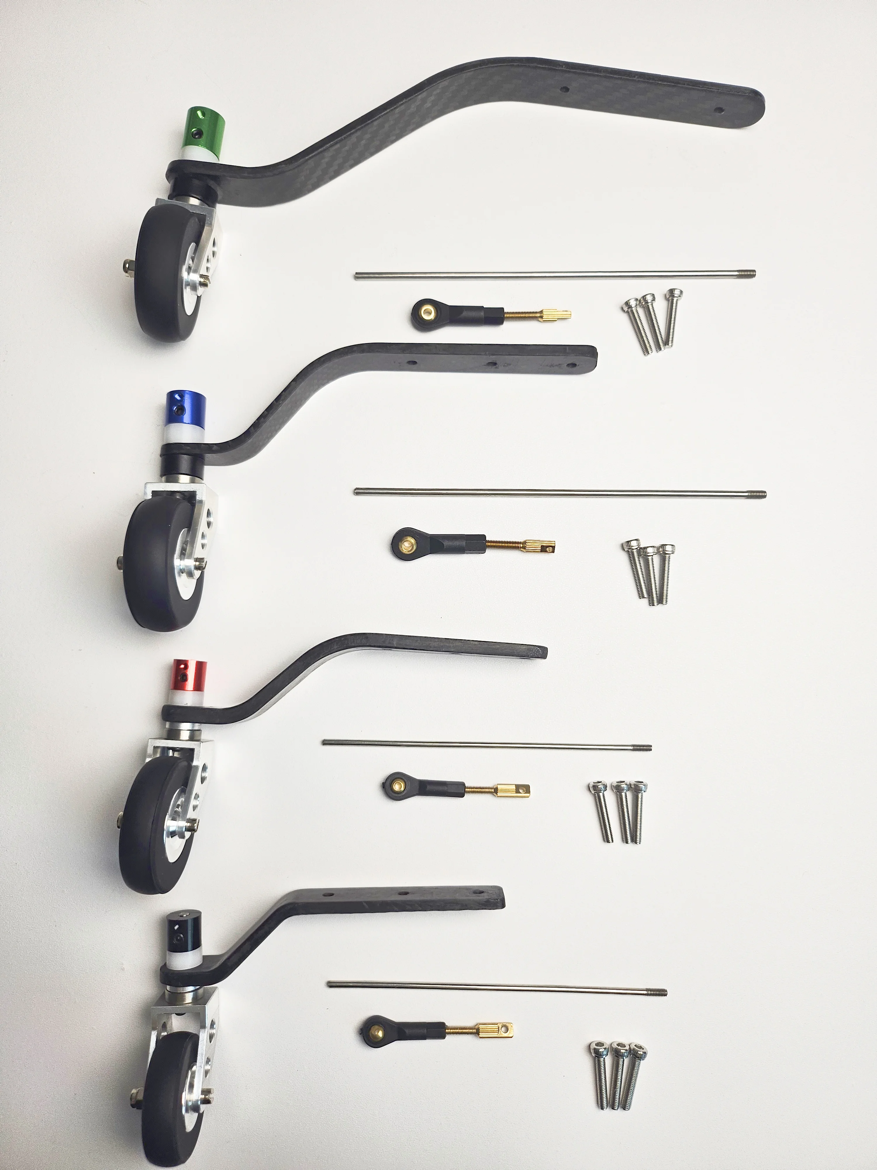 Jeu de roues de train d'atterrissage arrière en Fiber de carbone, pour modèle de moteur à essence 26CC/30CC/40CC/50CC/63CC/80CC/100CC, Version tige de traction d'avion RC