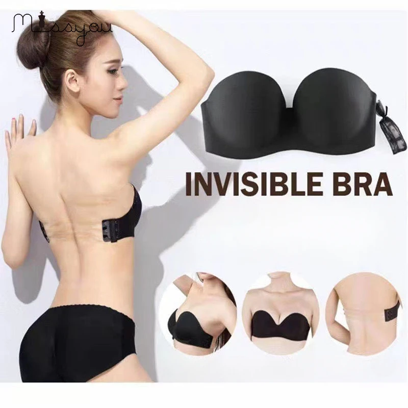 Women Magic Push Up Bra Strapless Women\'s Bras Underwired 1/2 Cup Back Band Dress Wedding Backless Invisible Bras G#