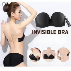 Women Magic Push Up Bra Strapless Women's Bras Underwired 1/2 Cup Back Band Dress Wedding Backless Invisible Bras G#