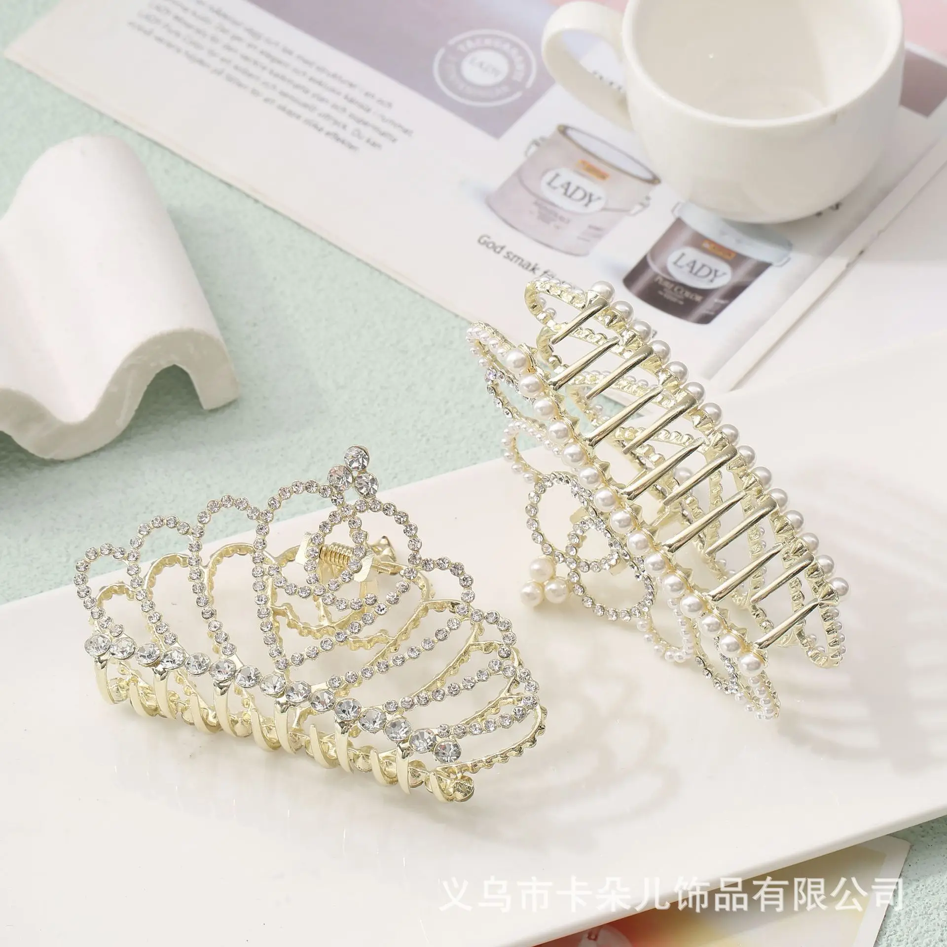 Pearl Crown Hair Accessories Luxury High Quality Fresh Water Pearl Metal Hair Clamps Hair Crabs Headdress Ponytail Clips Tiaras