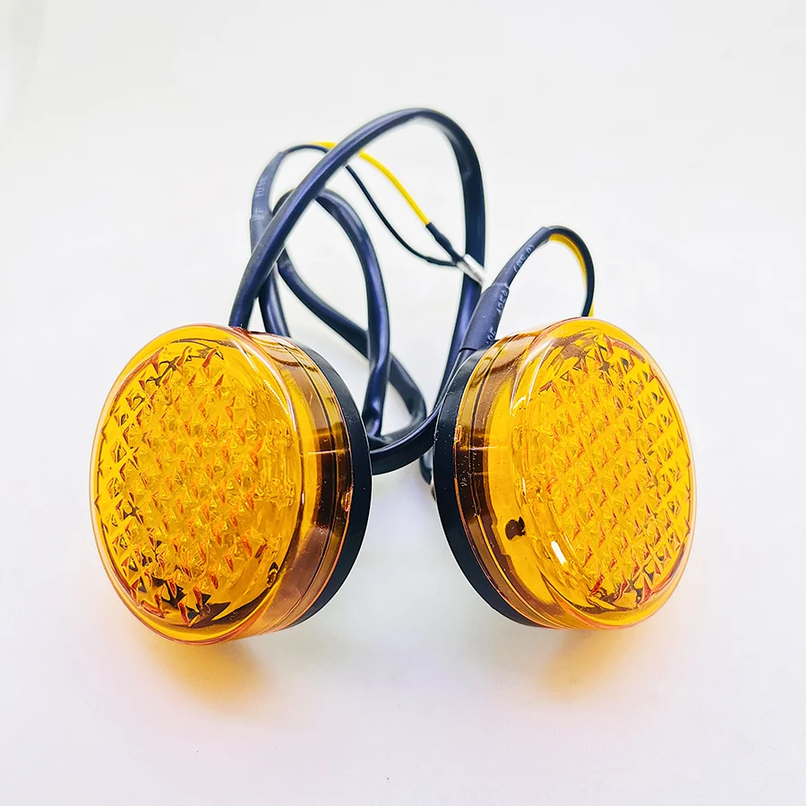 Yecnecty 1 Pair Motorcycle Universal Round Front Rear LED Turn Signal Indicator Amber Light For Harley Bobber Chopper Custom