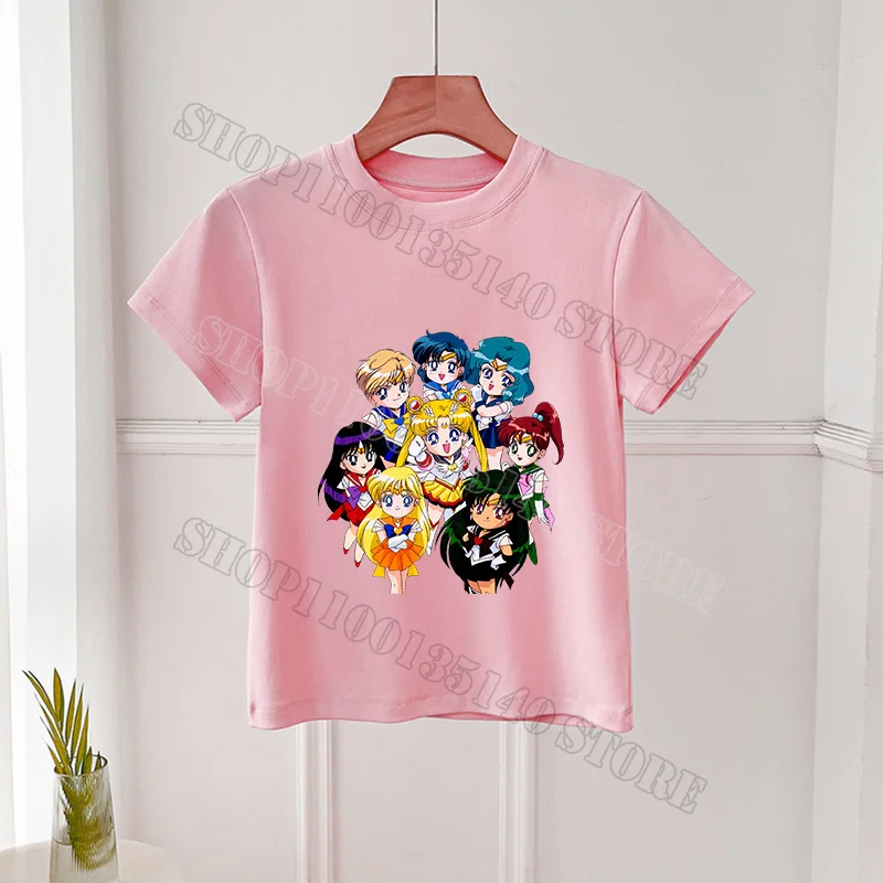 Sailor Moon T-shirt for Children Colorful Tee Short-sleeve Shirt Tops Cotton Cute Cartoon Print Soft T-shirts Kids Girl Boy Gift - view 3