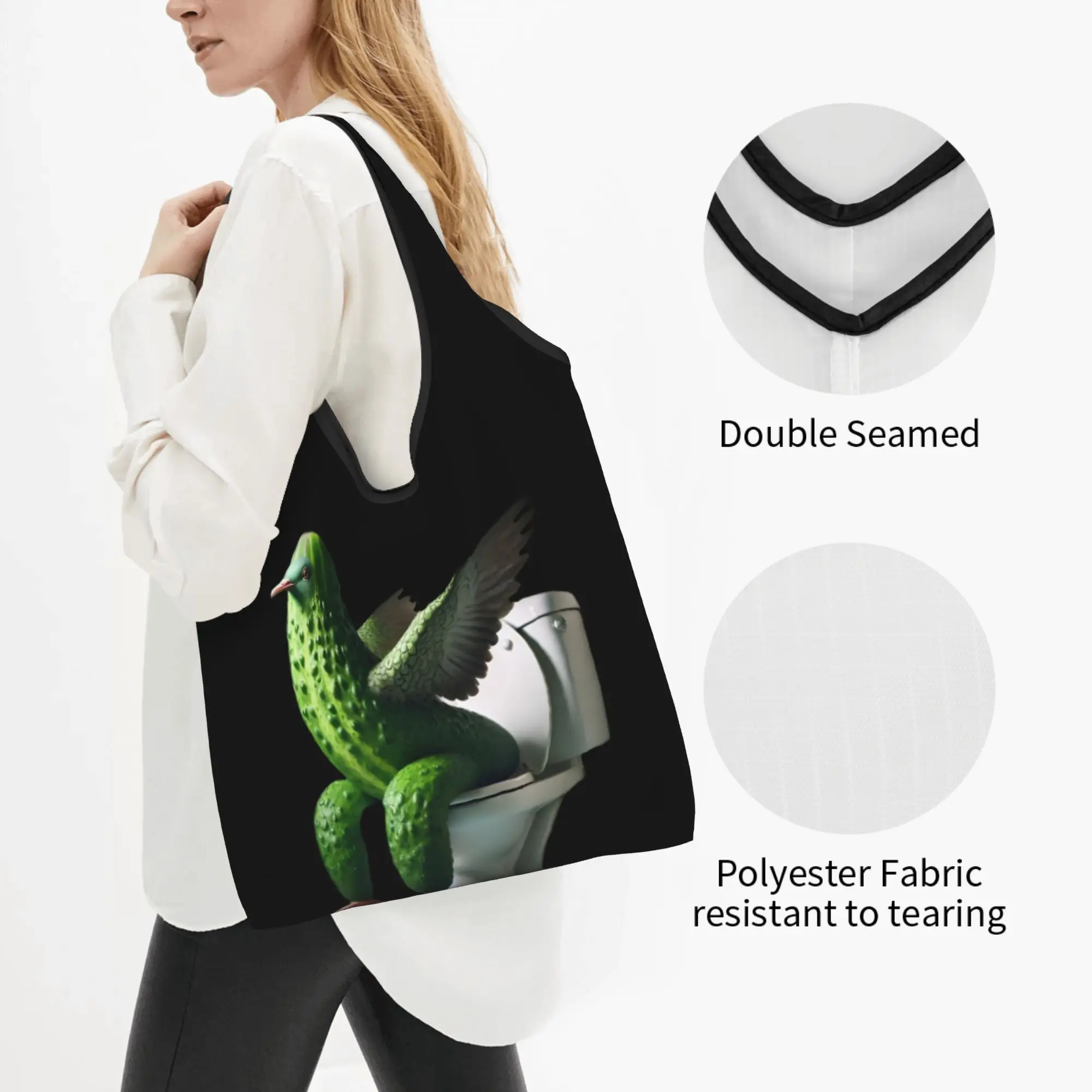Reusable Italian Brainrot Hot Shopping Bag Women Tote Bag Portable Manga Pickle Pigeon Groceries Shopper Bags