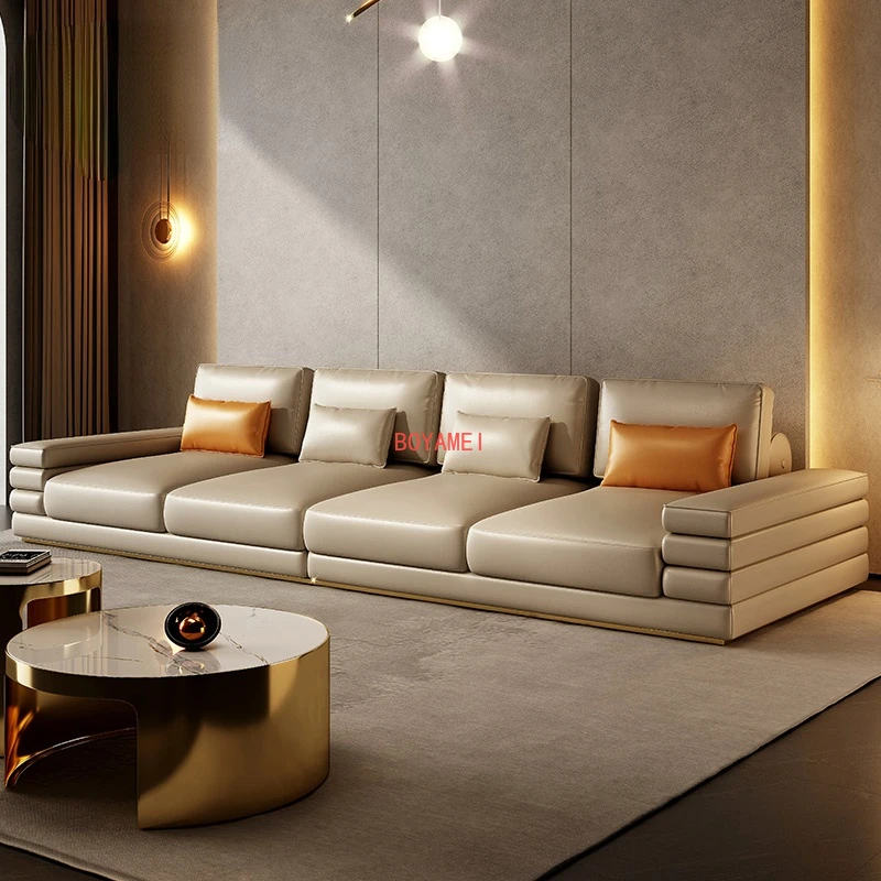 luxurious Italian style, extremely simple, sofa, living room, imperial concubine leather art sofa combination