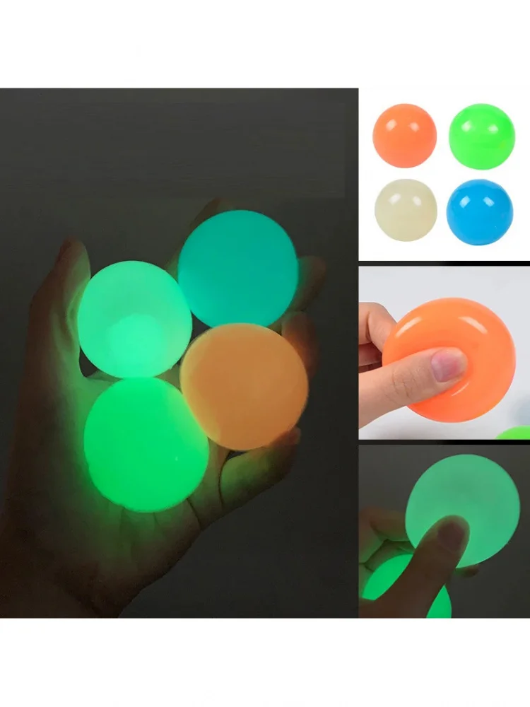 Boules collantes lumineuses pour mur et plafond, accessoire de fête festif, jouets anti-Stress brillants pour les rassemblements et le soulagement de l'anxiété, 5/10 pièces