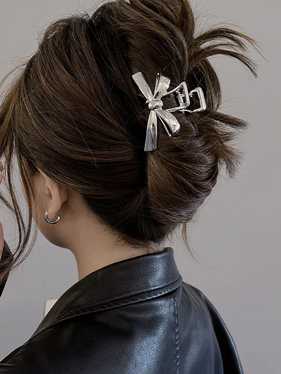 

3pcs Minimalist Metal Bow Knot Hair Clips For Women Medium Claw Hair Accessories Summer Festival Party