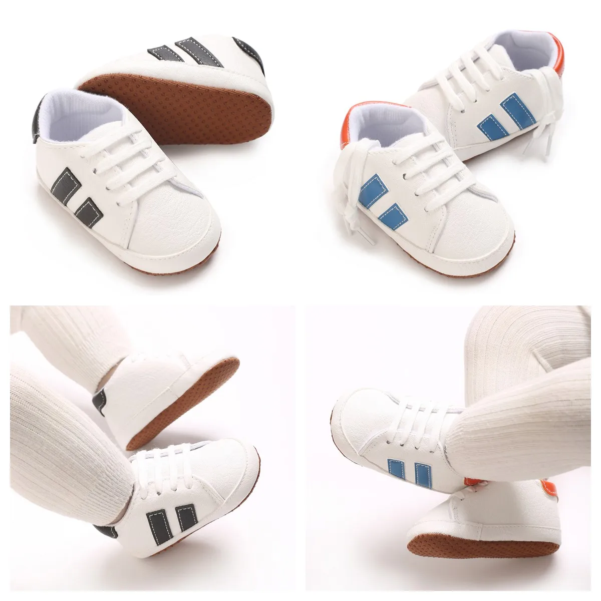 נעלי תינוק קלאסיות לאביב לתינוקות חדשים בנות ובנים, נעלי ריקמה לטקס הטבילה, נעלי הליכה לא מחליקות בצבע לבן עם סוליית רך