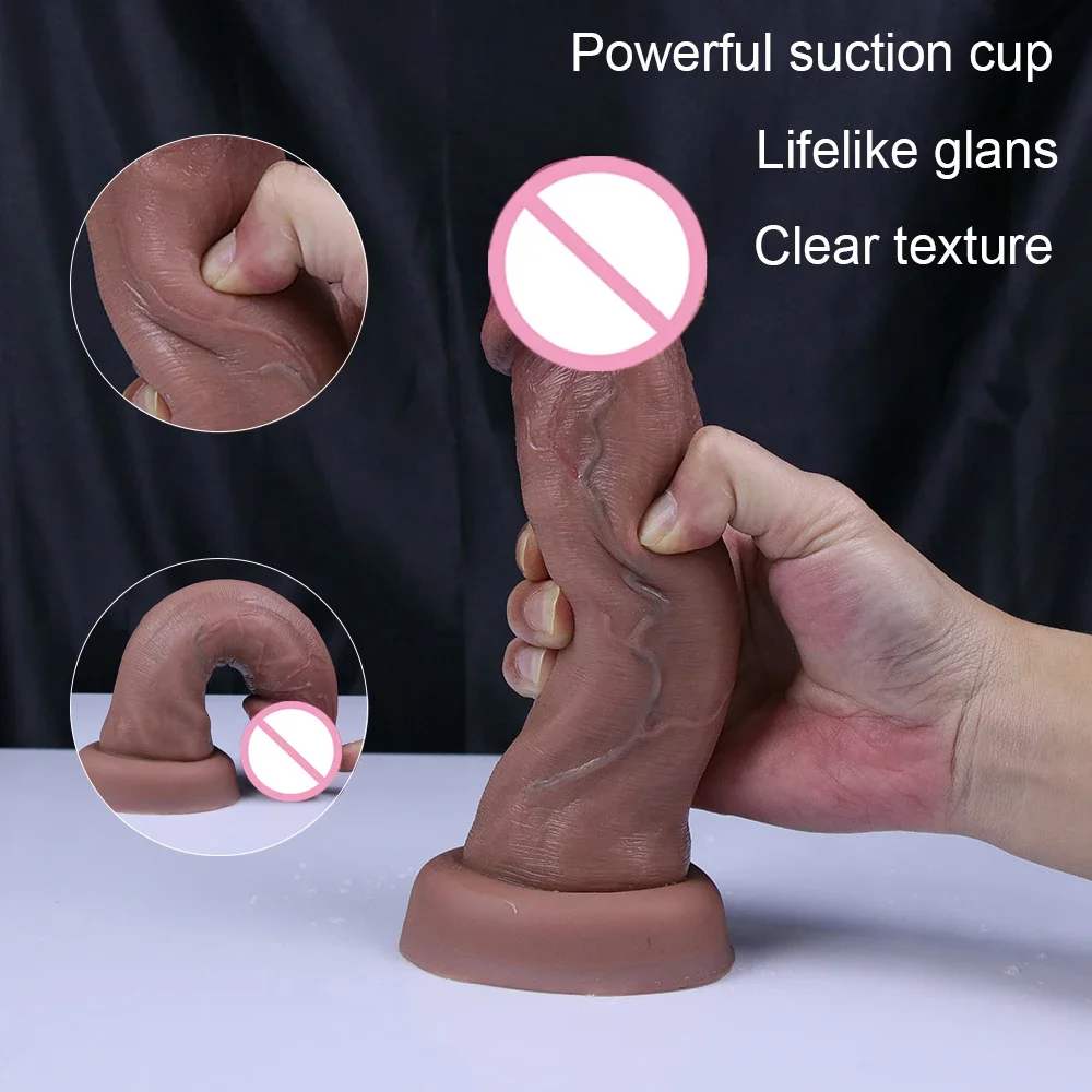 Skin Feeling Big Glans Dildos Realistic Penis Soft Silicone Adults Strapon Sex Toys Large Dick Suction Cup For Women Butt Plug