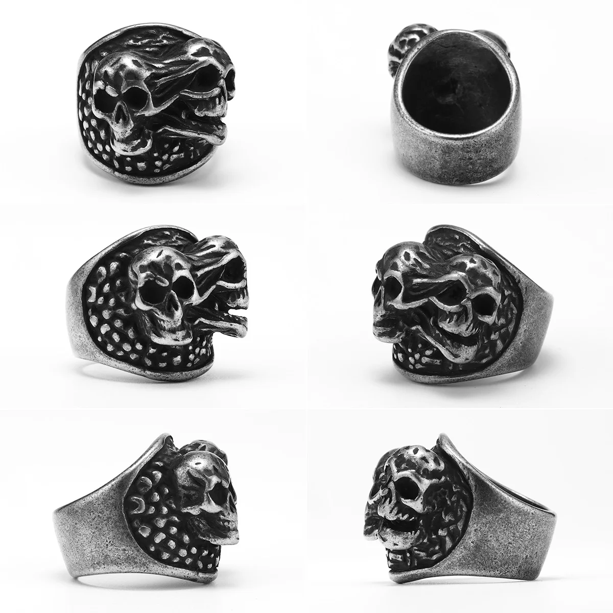 Gothic Schizophrenia Skull Men Rings Stainless Steel Women Jewelry Punk Rock Vintage Black Fashion Accessories Gifts Wholesale - Image 5