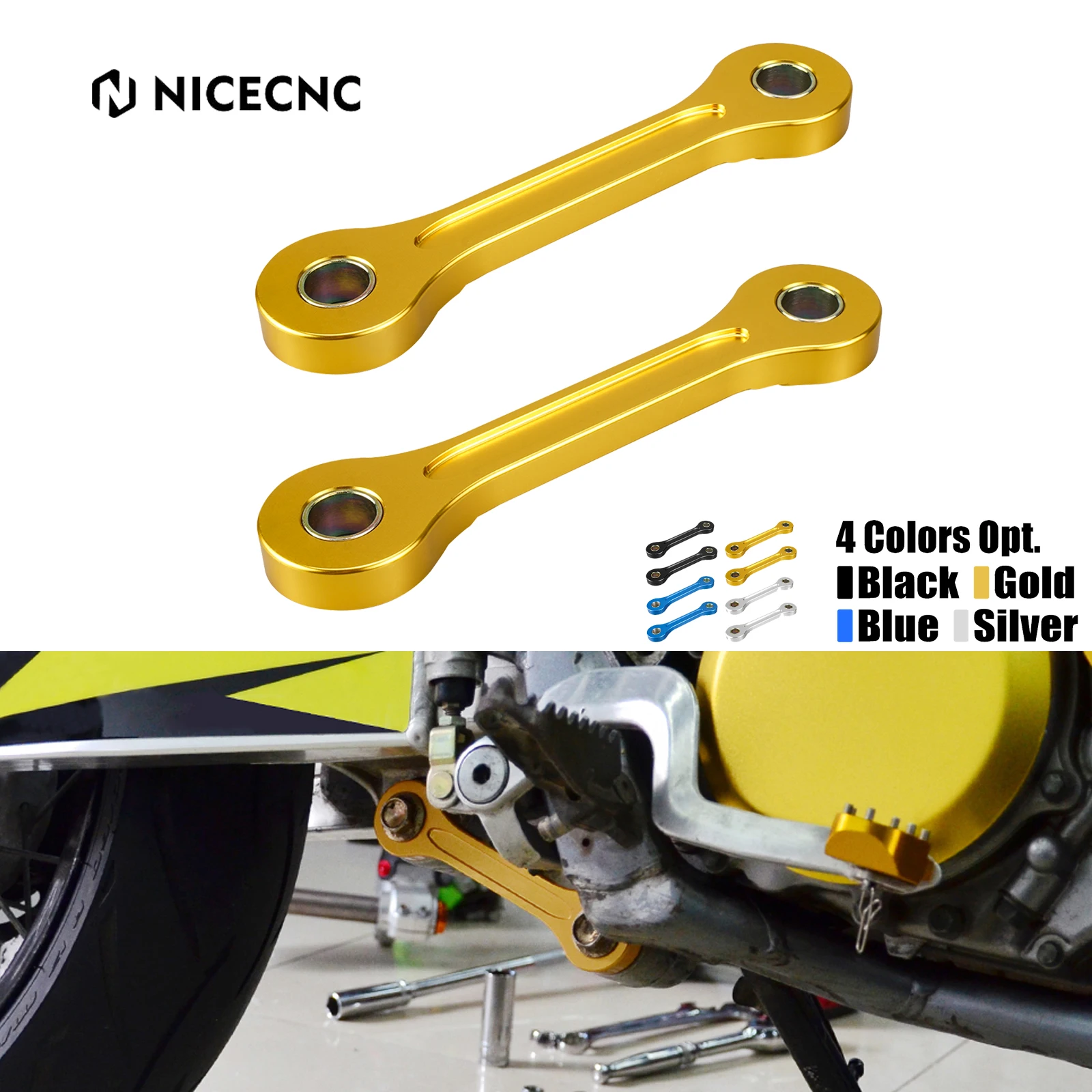 

NICECNC For Suzuki 2000-2024 DRZ400SM DRZ400S DRZ400E DRZ400 DR-Z 400 E S SM Motorcycle Rear Lowering Links Kit 2023 2022 2021