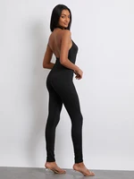 New Fashion Women Jumpsuit Sleeveless Halterneck Backless Solid Slim Long Romper Party Clubwear Hot Sale S-XL - Image 5