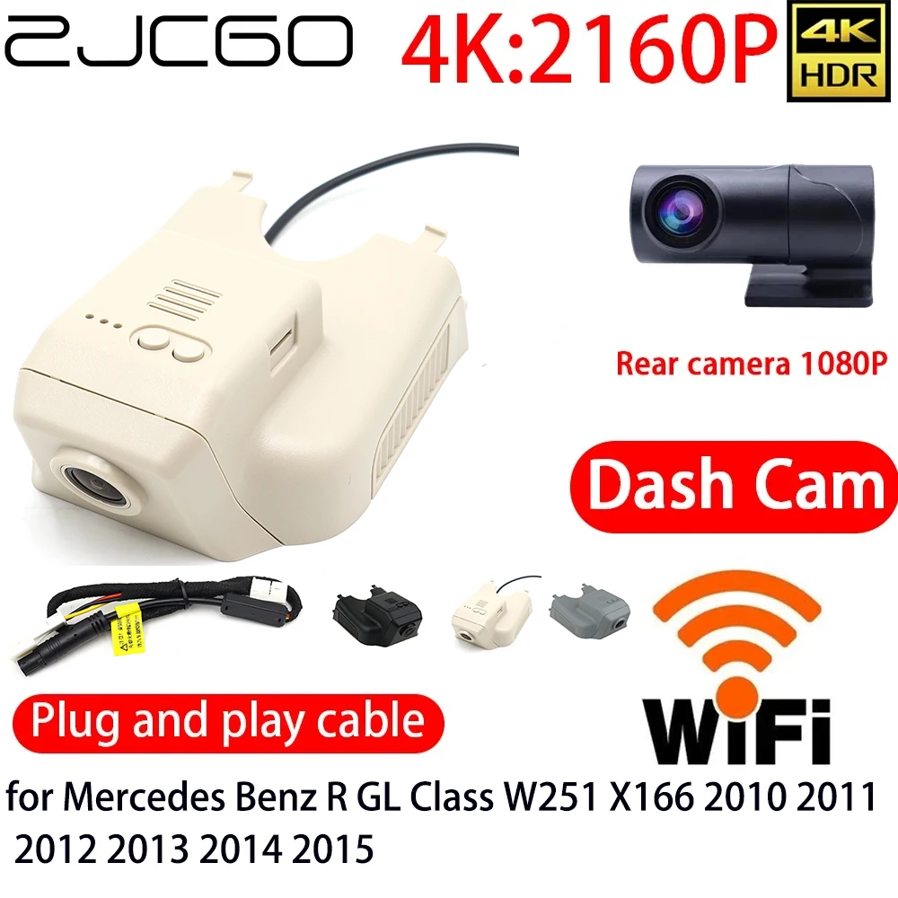 

ZJCGO 4K DVR Dash Cam Wifi Front Rear Camera 24h Monitor for Mercedes Benz R GL Class W251 X166 2010 2011 2012 2013 2014 2015