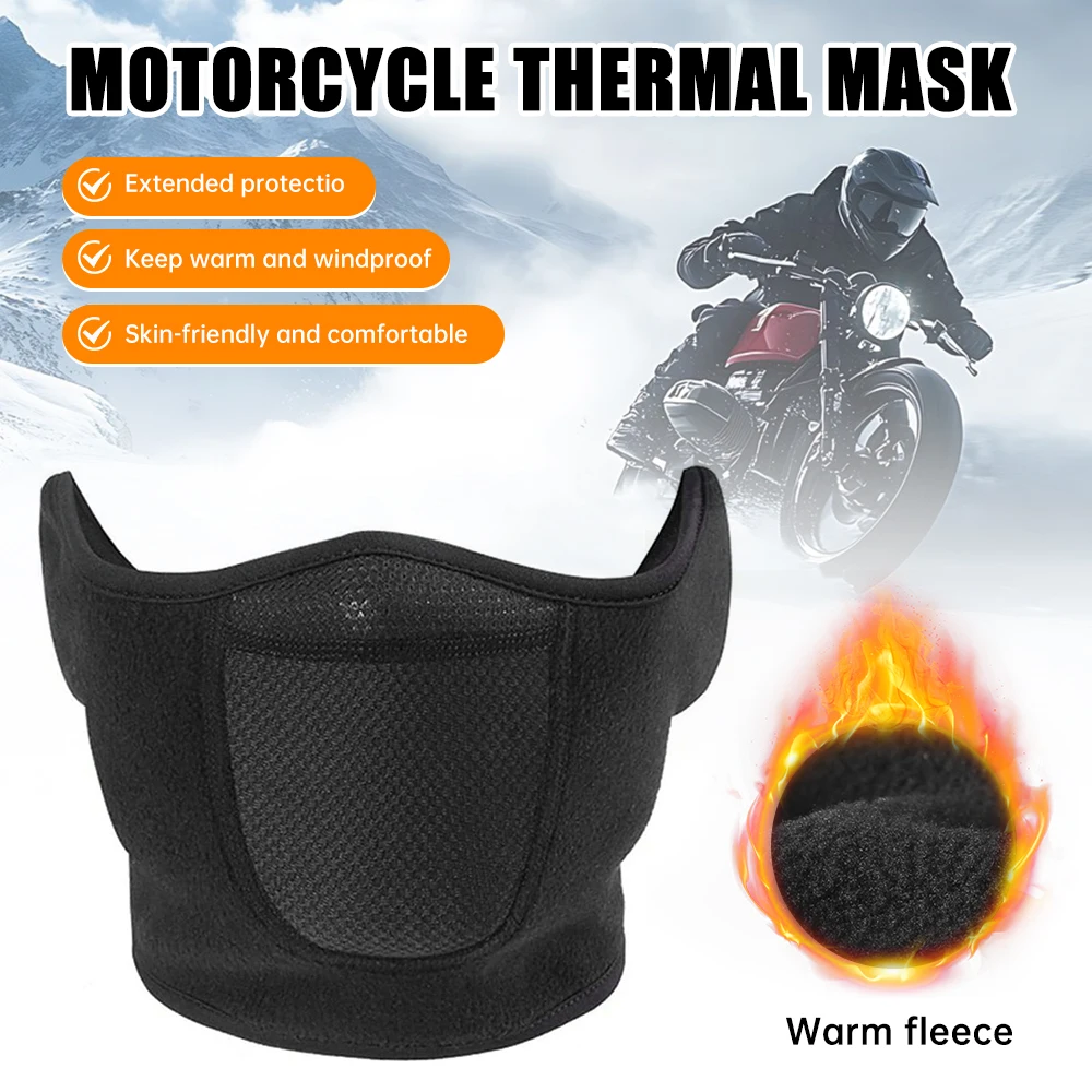 Winter Motorcycle Warm Mask Windproof Fleece Half Face Mask Outdoor Camping Fishing Running Cycling Face Cover Ear Protection