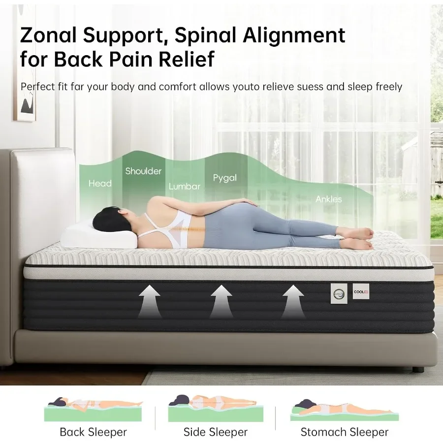 Twin Mattress, 12 Inch Hybrid Memory Foam Mattress in a Box, Pressure Relief for Back Support, Medium Firm, Individually Pocket