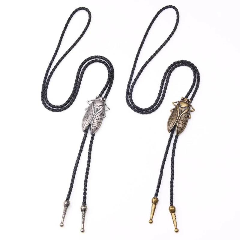 Carved Cicada Buckle Decors Bolo Tie for Men Women Bridegroom Wedding Necklace Western Cowboy Necktie Bolo Tie for Shirt