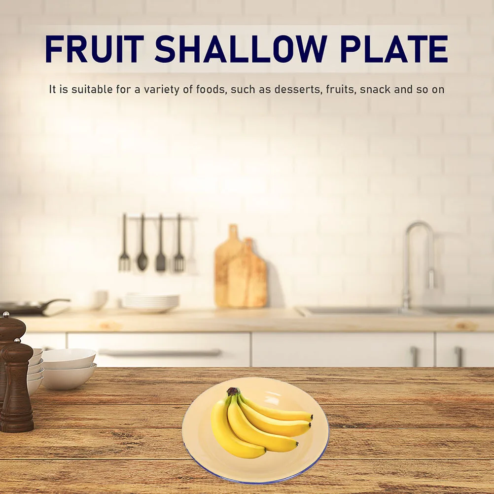 

4Pcs Enamel Food Plates Fruits Plates Easy to Wash Store Multi-Purpose Kitchen Dining Accessories Enamel Plate