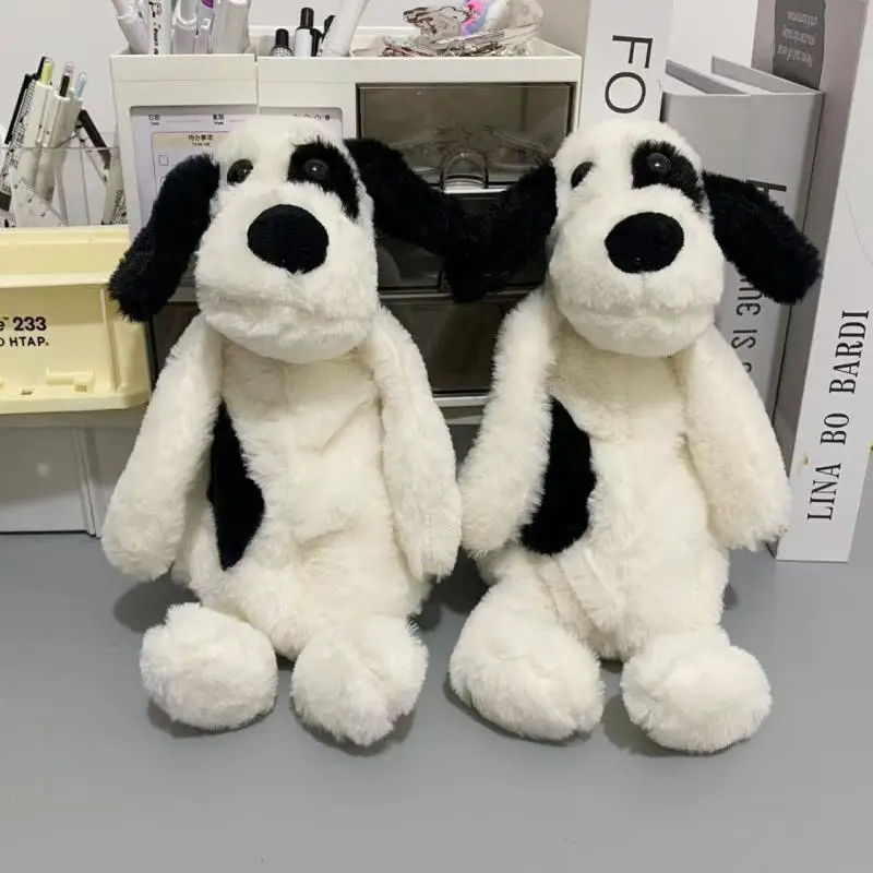 Pc Cute Black White Plush Puppy Pencil Case Cartoon Portable Cosmetic Bag Pencil Bag Storage Bag Stationery Pouch Student Gifts.