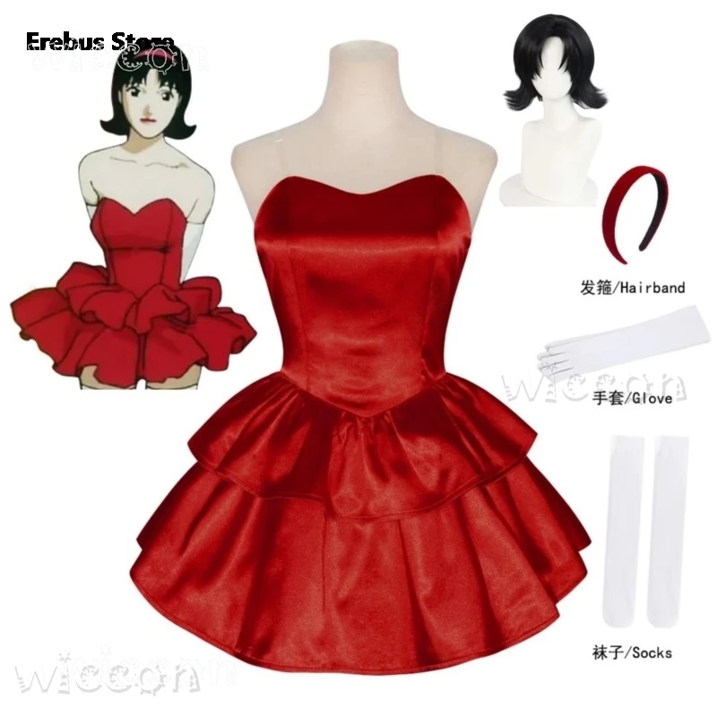 

Anime Sexy Women Red Dress Perfect Blue Kirigoe Mima Cosplay Costume Adult Uniform Halloween Carnival Party Clothe Glove sock