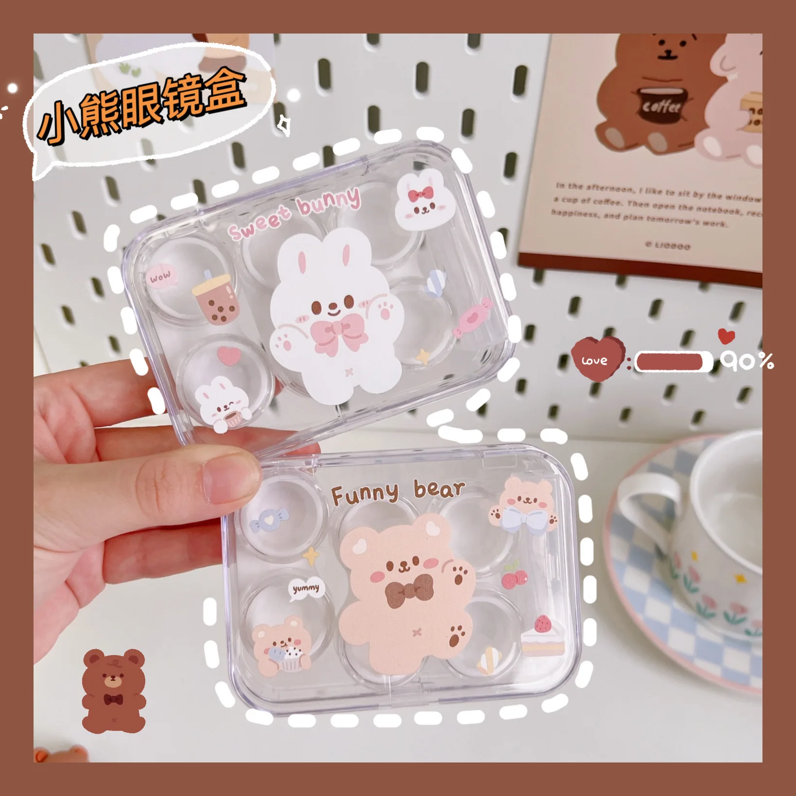 3 Pairs Contact Lens Case Eye Contact Lens Box Women Travel Contact Lenses Case Soak Container Lenses Box for Beauty Pupil