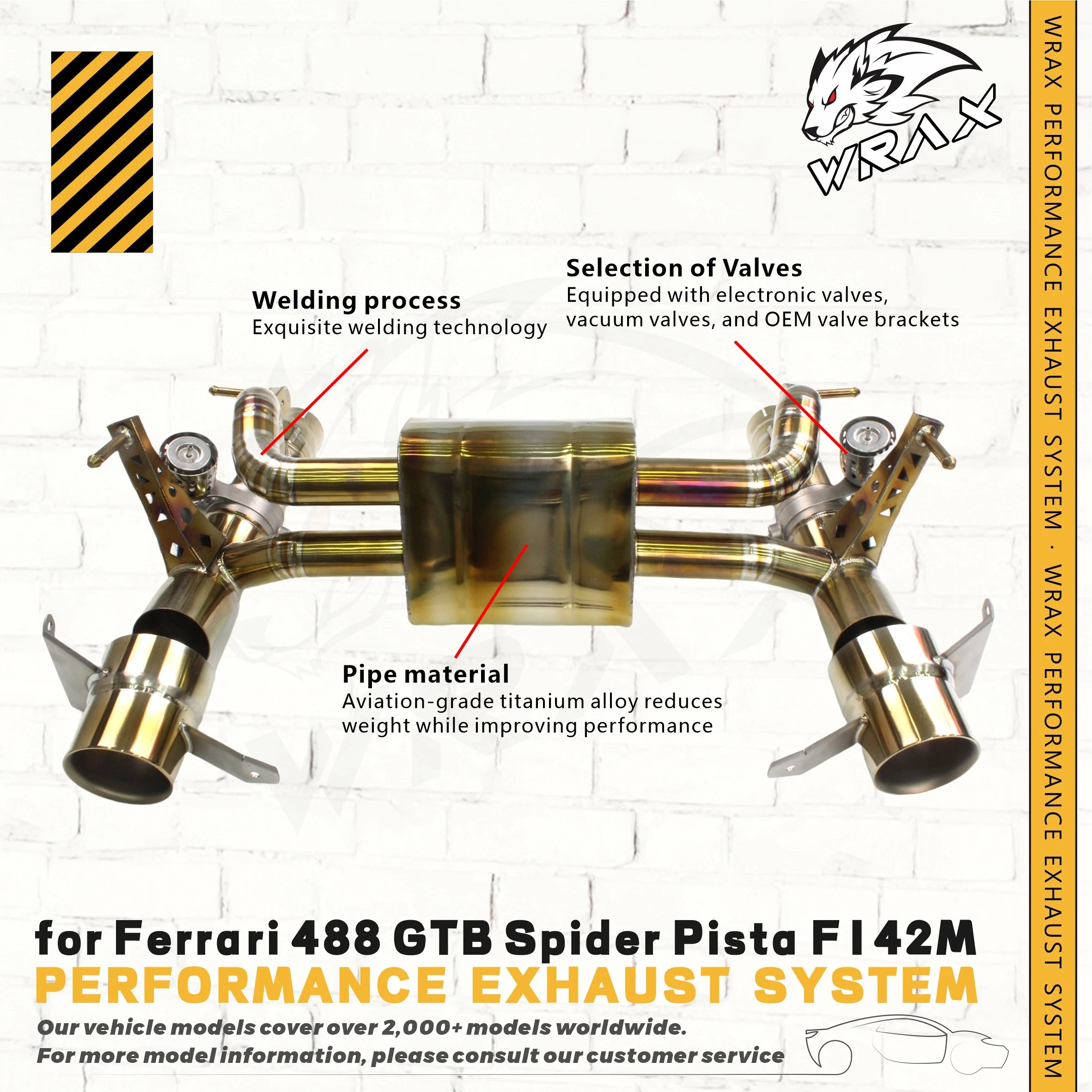 

WRAX Exhaust Titanium Valve Catback for Ferrari 488 GTB Spider Pista F142M Supercar Sound Upgrade Performance Track-Inspired