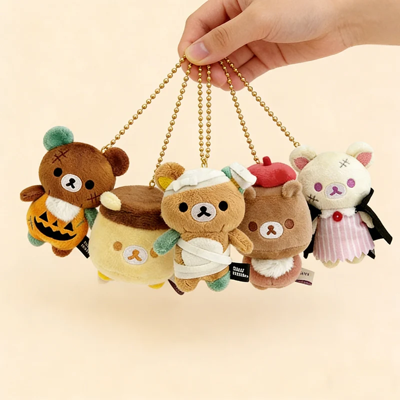 Rilakkuma Halloween plush keychain Rilakkuma cartoon pendant soft plush bag accessory pumpkin mummy zombie character plush toy