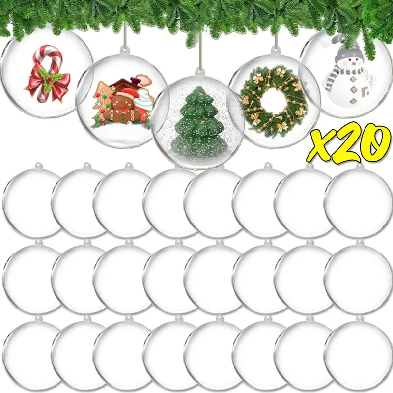 1/20PCS Transparent Christmas Balls DIY Xmas Tree Hanging Pendants Plastic Fillable Hollow Ball for New Year Party Home Ornament